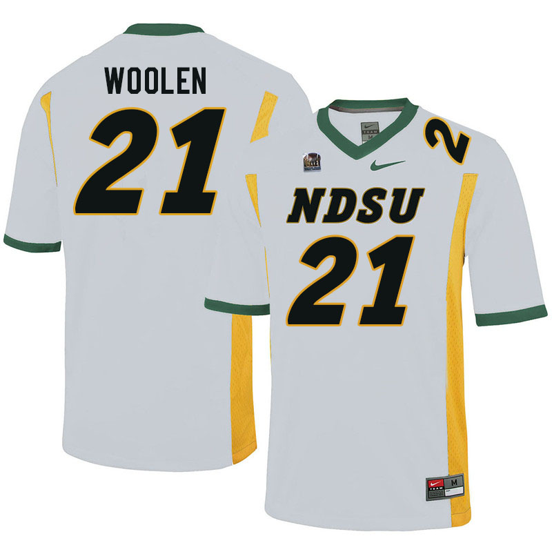 Men #21 Donovan Woolen North Dakota State Bison College Football Jerseys Stitched-White